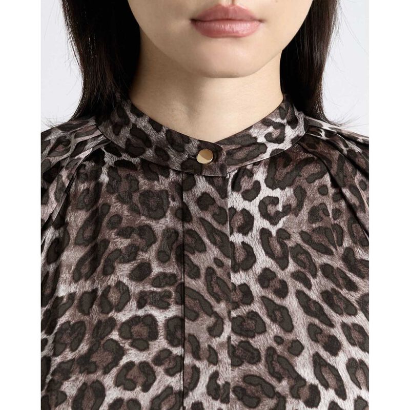 Cue Leopard Viscose Satin Belted Midi Dress image number 2